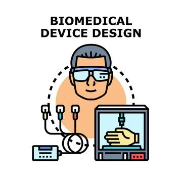 Biomedical device design process and digital engineering Illustrazione stock