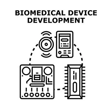 Biomedical device development concept with electronic components Stockillustratie