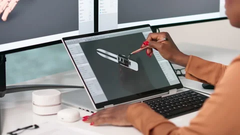 Biomedical Engineer Creates Precise Prosthetic Leg Design Stock Footage 337645761