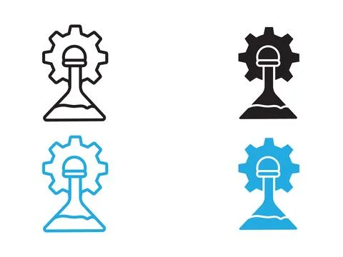 Biomedical engineer icon black and white vector outline sign Stock Illustration