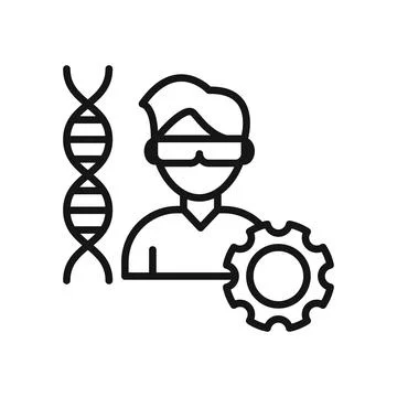 Biomedical engineer icon Black line art vector logo Stock Illustration