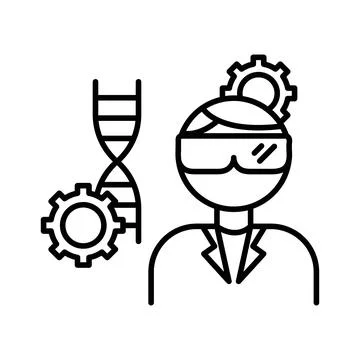 Biomedical engineer icon linear logo mark in black and white Stock Illustration