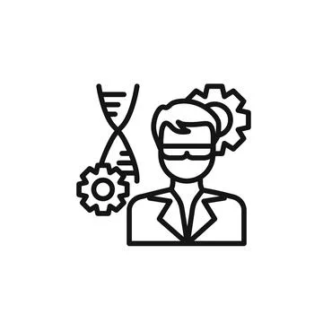 Biomedical engineer icon outline collection in black and on white background Stock Illustration