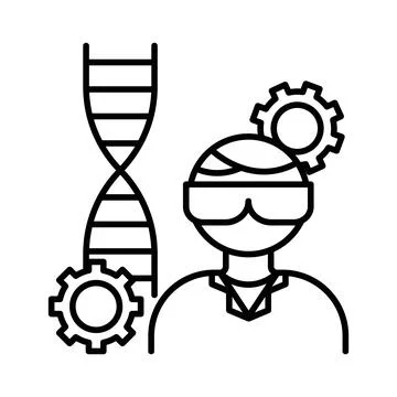 Biomedical engineer linear logo mark in black and white Stock Illustration