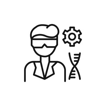 Biomedical engineer logo sign vector outline Stock Illustration