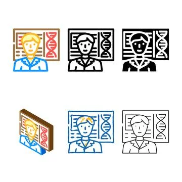 Biomedical engineer worker color icon vector styleset Illustrazione stock