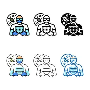 Biomedical engineer worker color icon set vector Stockillustratie