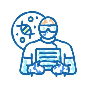 Biomedical engineer worker icon doodle illustration Stockillustratie