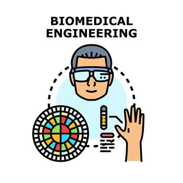 Biomedical engineering research and development creating medical technology Stock Illustration