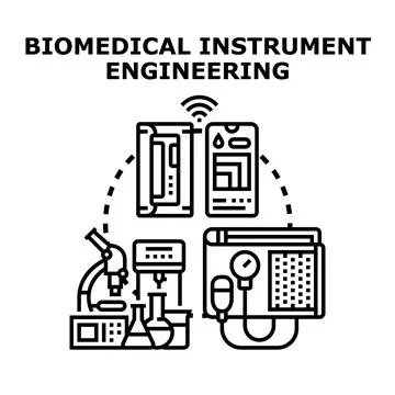 Biomedical instrument engineering developing medical technology concepts Stock Illustration