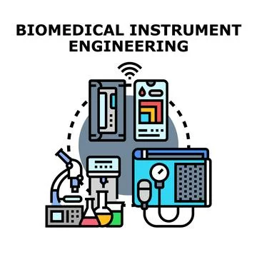 Biomedical instrument engineering developing medical technology concepts Stock Illustration