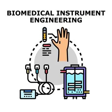 Biomedical instrument engineering developing medical devices and biotech pr.. Stock Illustration