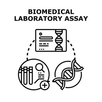 Biomedical laboratory assay concept representing medical research Stock Illustration