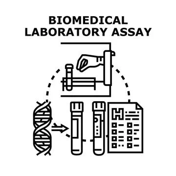 Biomedical laboratory assay process with dna analysis Stock Illustration