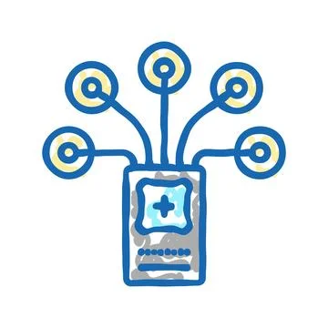 Biomedical sensor icon doodle illustration 스톡 일러스트
