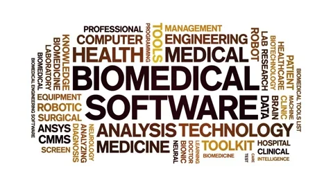 Biomedical software animated word cloud,animation kinetic typography loop. Stock Footage 292197195