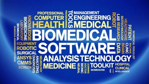 Biomedical software animated word cloud,animation kinetic typography loop. Stock Footage 292200246