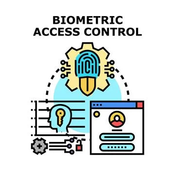 Biometric access control system verifying user identity and data Stock Illustration