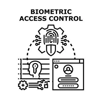 Biometric access control system verifying user identity and data Stock Illustration