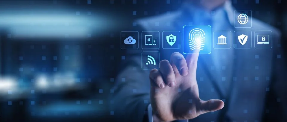 Biometric Authentication and Cybersecurity Framework Visualization. 库存照片