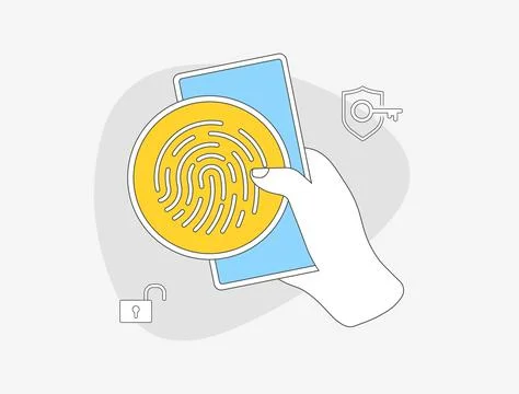 Biometric authentication concept. Passwordless fingerprint identity method Stock Illustration