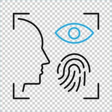 Biometric authentication icon with face recognition and fingerprint scanning . Stock Illustration