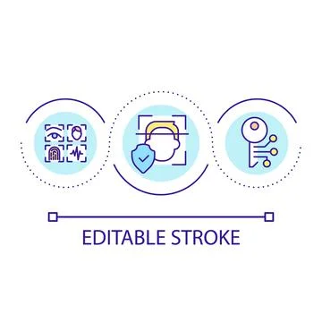 Biometric authentication loop concept icon Stock Illustration