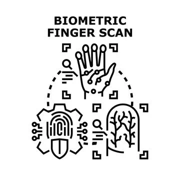 Biometric authentication scanning human hand for secure access Illustrazione stock