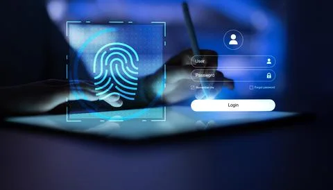 Biometric Authentication System for Digital Security and User Access Manageme Stock Photos