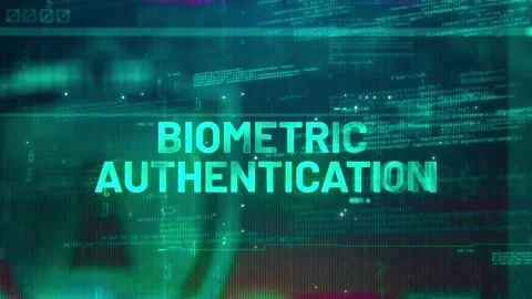 Biometric Authentication Word on High Technology Futuristic Background Stock Footage 341267230