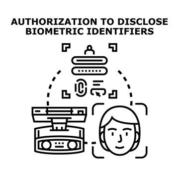 Biometric authorization disclosing personal identification for access Illustrazione stock