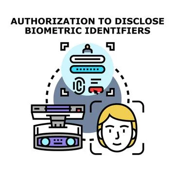 Biometric authorization disclosing personal identification for access Stock Illustration