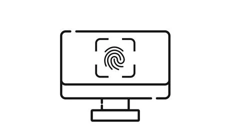 Biometric computer security icon 库存插图