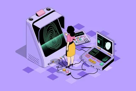 Biometric Control Isometric Scene Illustrazione stock