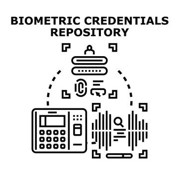 Biometric credentials repository system protecting personal data control Stock Illustration