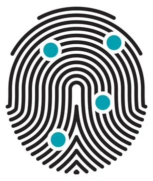 Biometric data authenfication. Fingerprint scaning process icon Illustrazione stock