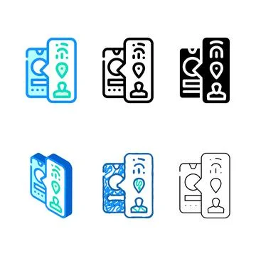 Biometric data color icon vector forms line Illustrazione stock