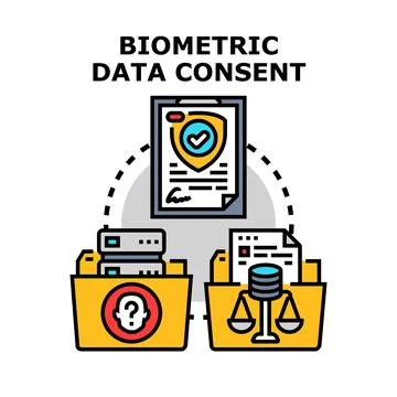 Biometric data consent and privacy protection concept Stockillustratie