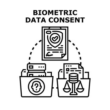 Biometric data consent and privacy protection concept 스톡 일러스트