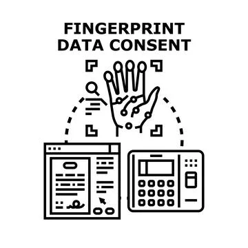 Biometric data consent form and identification technology Stock Illustration