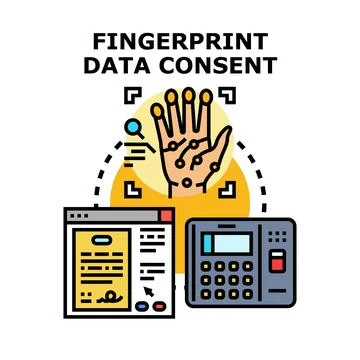 Biometric data consent form and identification technology Stockillustratie