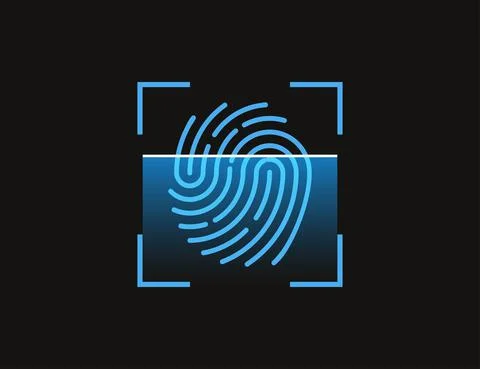 Biometric data, fingerprint, scan icon. Vector illustration, flat design. イラスト素材