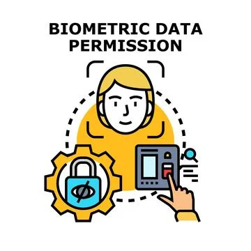 Biometric data permission accepting security and identity access Stock Illustration