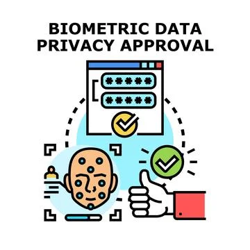 Biometric data privacy approval and security concept Stock Illustration