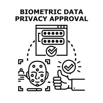 Biometric data privacy approval and security concept Stockillustratie