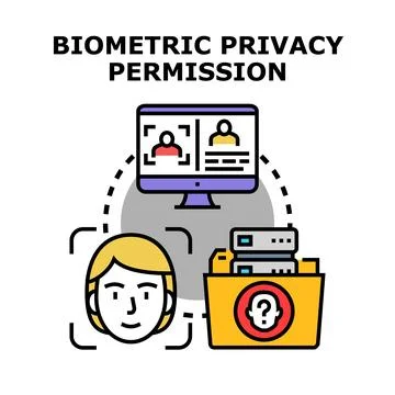Biometric data privacy permission and user personal information Stock Illustration
