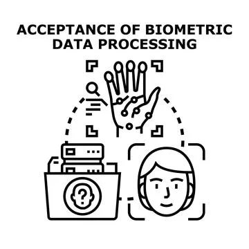 Biometric data processing acceptance and digital identity management Illustrazione stock