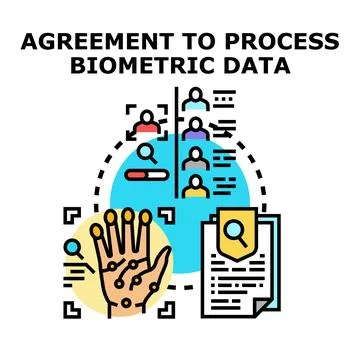 Biometric data processing consent and privacy agreement Illustrazione stock