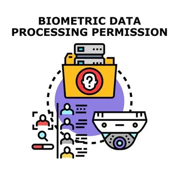 Biometric data processing permission concept with security and privacy Stock Illustration