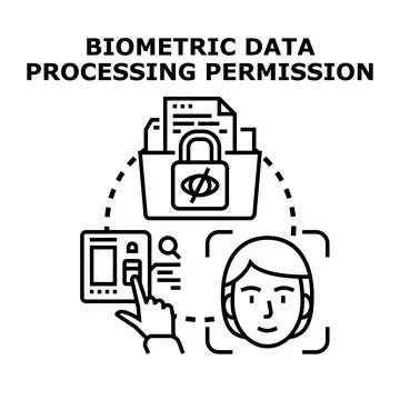 Biometric data processing permission concept illustration Stock Illustration